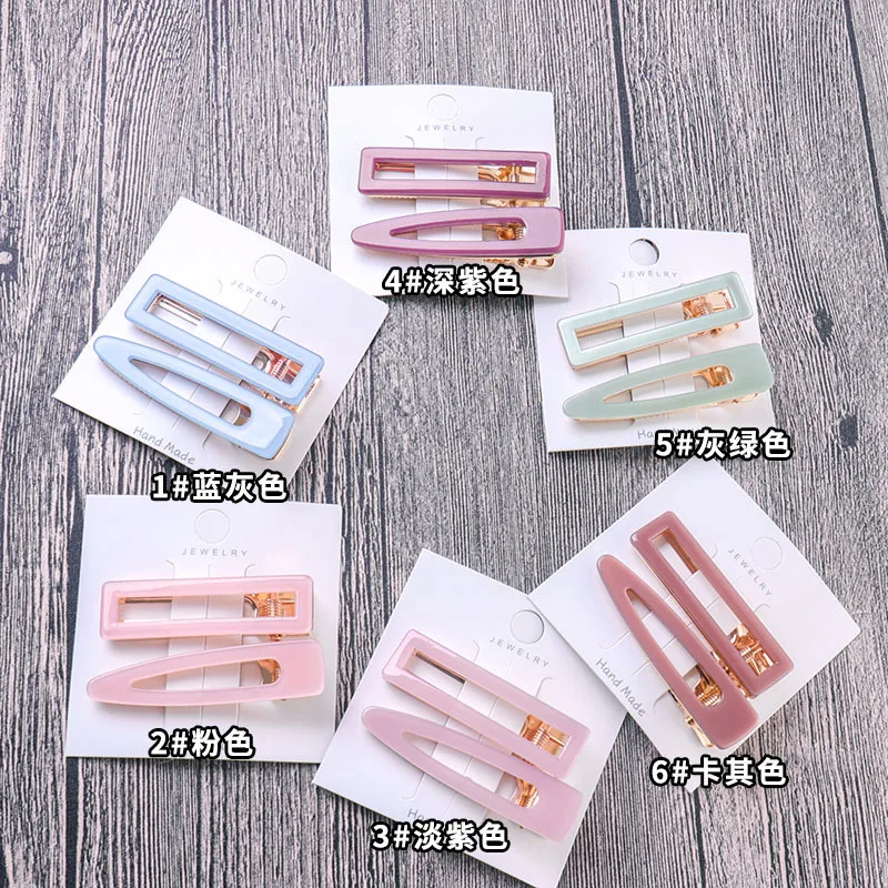 

2pcs New Hairpin Girl Candy Color Hair Clip Side Clip Simple Personality Hair Accessories G0417