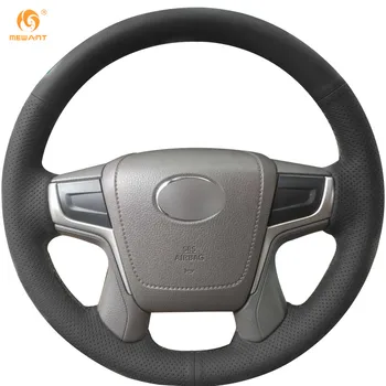 

MEWANT for Toyota Land Cruiser 2016 Black Artificial Leather Auto Steering Wheel Covers