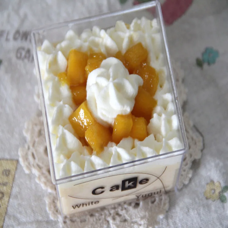 

50pcs Creative square transparent cake thick plastic cup 145ml small jelly ice cream dessert packaging cups with lid