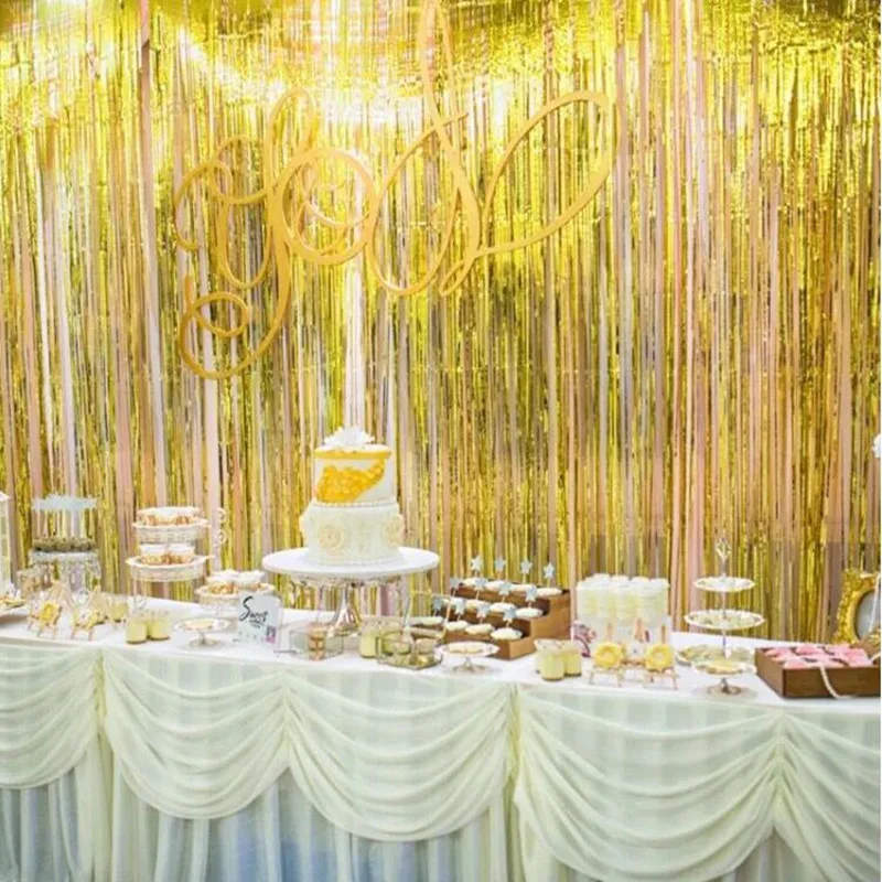 

Free Shipping Colorful Laser Rain Curtains Ribbons for Wedding Baby Shower Birthaday Christmas Backdrop Wall Hanging Decorations