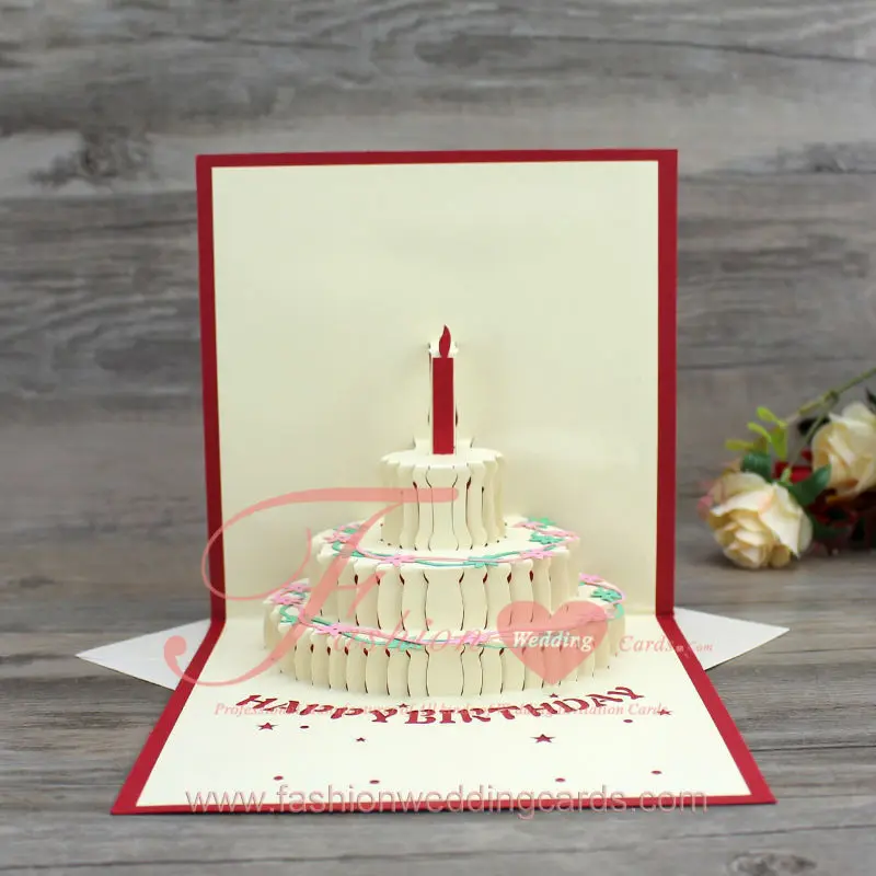 3dポップアップ手作り誕生日ケーキ形状グリーティングカードハッピーバースデーカードため友人 Greeting Card Happy Greeting Cardsbirthday Card Aliexpress