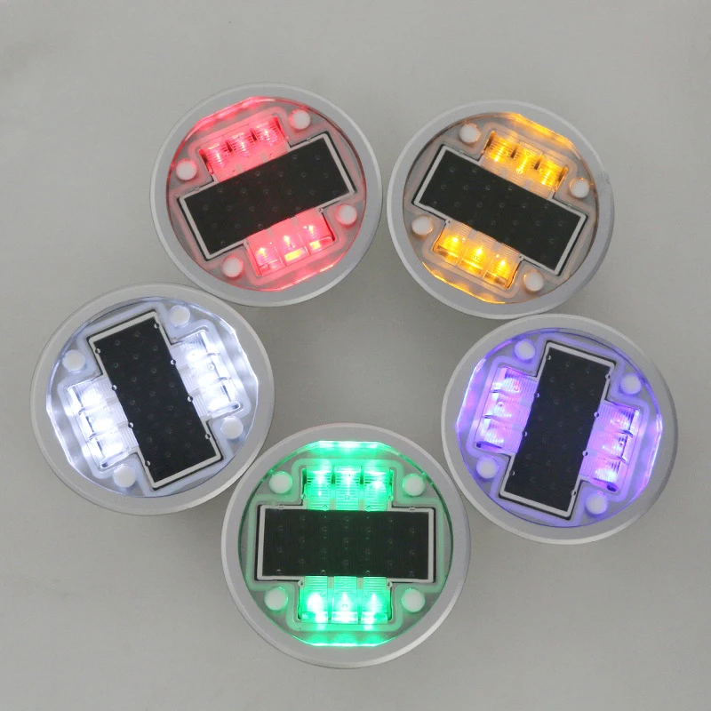 IP68 Waterproof Aluminum Case Solar Powered Road Stud Light Reflective Ground Warning Lamp