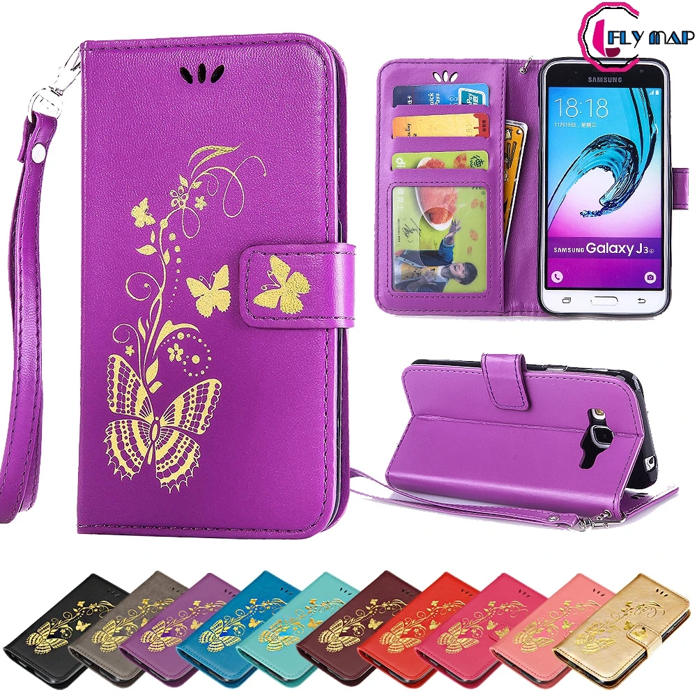 Flip Case for Samsung Galaxy J3 2016 J 3 J320 J320FN J320H SM-J320Fn SM-J320H J320F Butterfly Wallet Phone Leather Cover | Мобильные