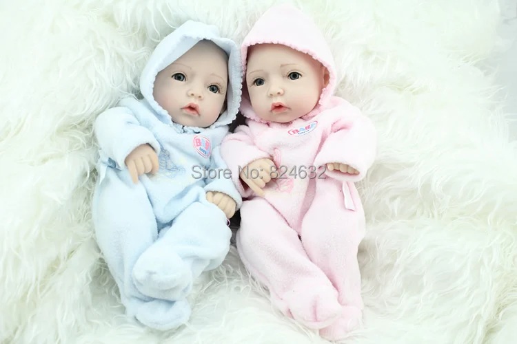 

Fashion 12" reborn dolls babies  girls toy silicone vinyl newborn lifelike baby with clothes brown eyes mohair very cute