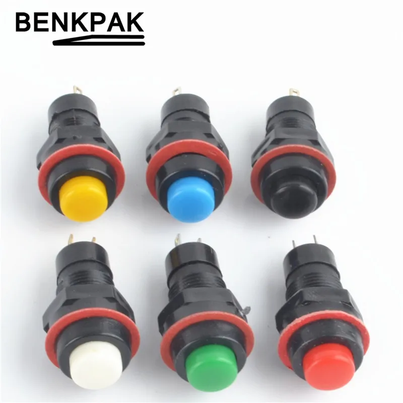 

6pcs Self-locking Push Button Switch 10mm momentary self-return