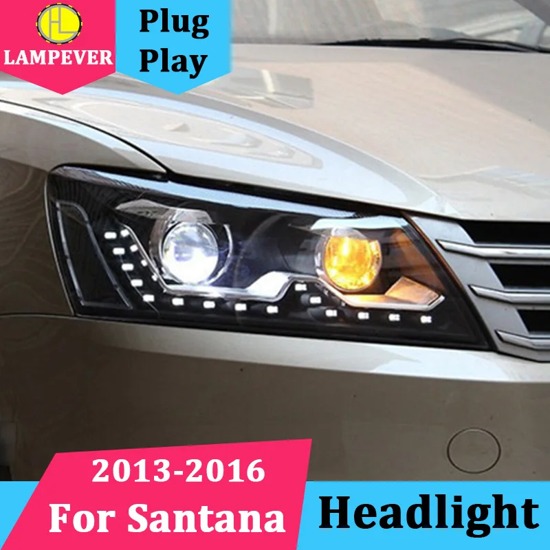 1 комплект 2 предмета для VW Volkswagen Santana фар 2013- фары светодиодный фары Bi Xenon объектива DRL HID фара спереди