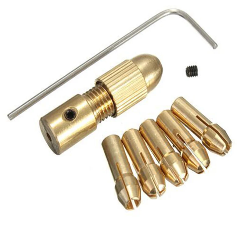 Real New 7pcs Brass Collet Mini Drill Chuck For Dremel Rotary Tool Set