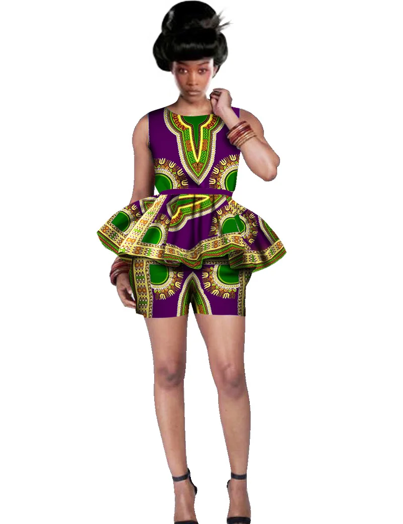 Women African Clothing 6XL Women African Outfits 2 Piece Sets African Print Shorts Set Design Brand Dashikis Print BRW WY542