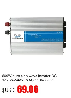 1000 Вт Чистая Синусоидальная волна инвертор, DC 12 V/24 V/48 V к AC 110 V/220 V, несеточный солнечный инвертор, преобразователь напряжения с зарядным устройством/UPS