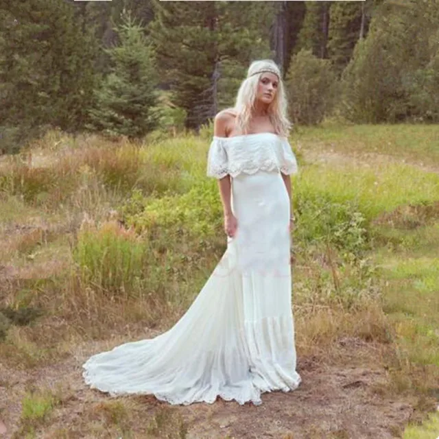 vestido de novia 2017 estilos una línea de novia barato hippie