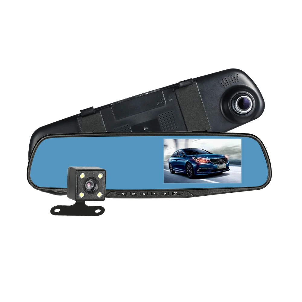 

KKmoon FHD 1080P 4.3'' Dual Lens Car DVR Camera Video Recorder Rear View Mirror Dash Cam Video Camera Recorder