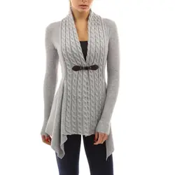 Для женщин кардиган свитер средней длины шерсть нерегулярные свободные свитера с длинными рукавами плюс Размеры свитер одежда