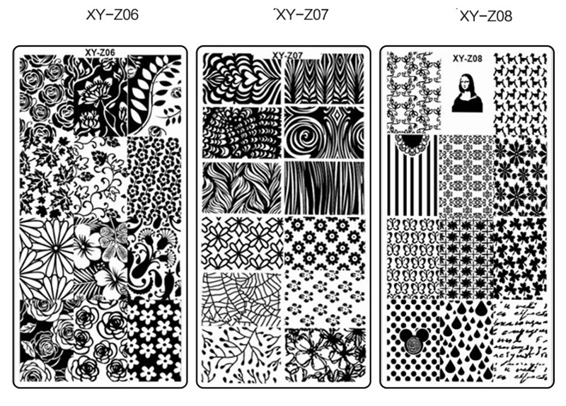 1 x Новые XYZ пластины для штамповки ногтей геометрический Маникюр штамповка шаблон изображения пластины DIY ногтей штамп пластина шаблон для печати XYZ01