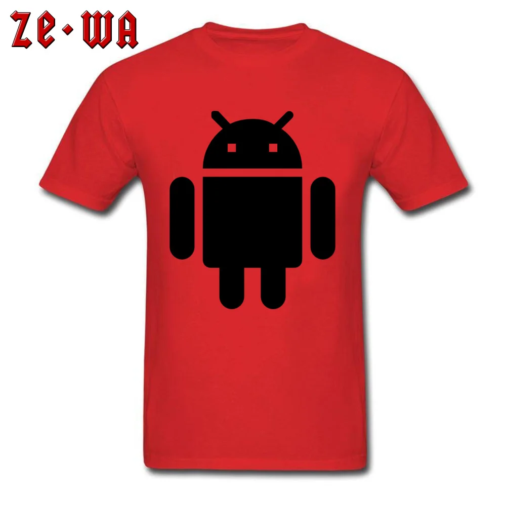 Comics T-Shirt Funny Crew Neck Android Cotton Male Tops T Shirt Classic Short Sleeve Tops Shirts Free Shipping Android red
