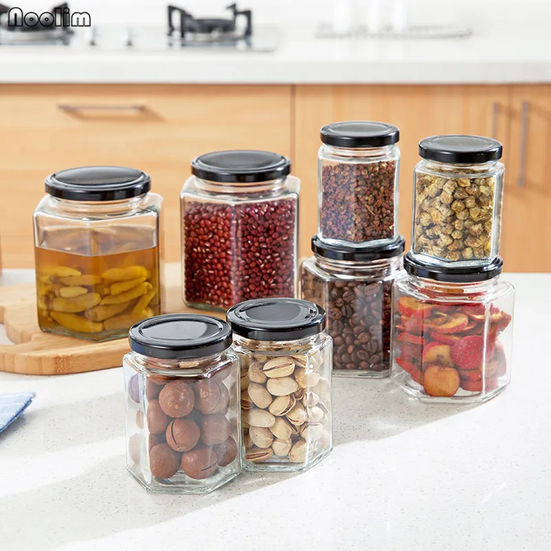 

NOOLIM Large Glass Sealed Can Transparent Glass Bottle Grain Storage Tanks Dried Fruit Snack Bottles Glass Kitchen Food Jars