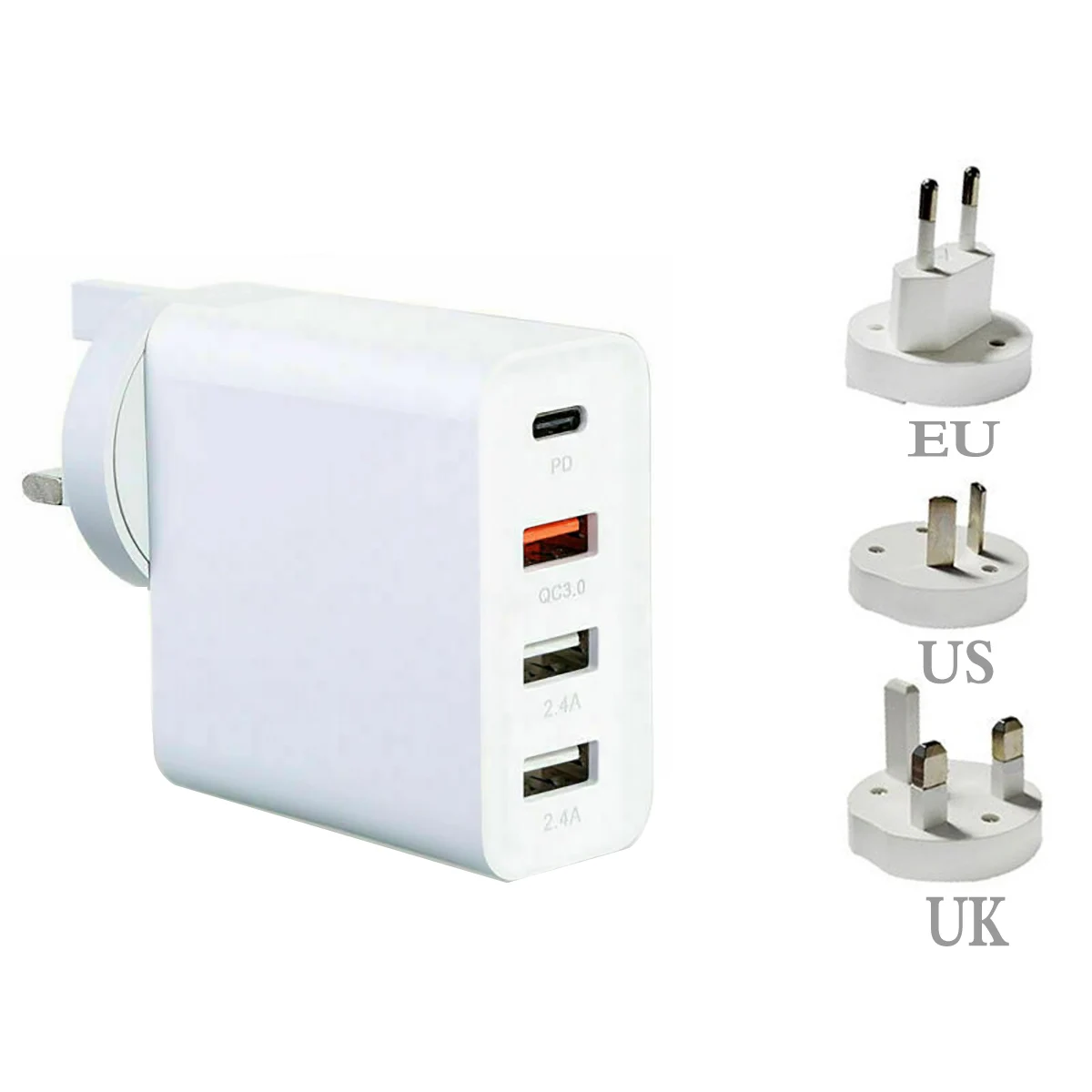 

48W USB Type-C USB-C 2.4A Quick Charge 3.0 PD Fast Charging Wall Charger Adapter 3 USB Port