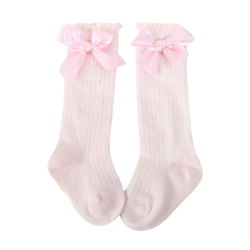 New Kids Socks Toddlers Girls Big Bow Thicken Knee High Long Soft Cotton Lace baby Socks Kids kniekousen meisje Baby Girls Socks