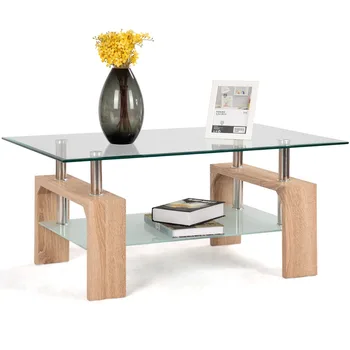 

Mesa Centro Moderna de Cristal,Dos Colores elegible, 100cm x 60cm x 45cm HW57279SA