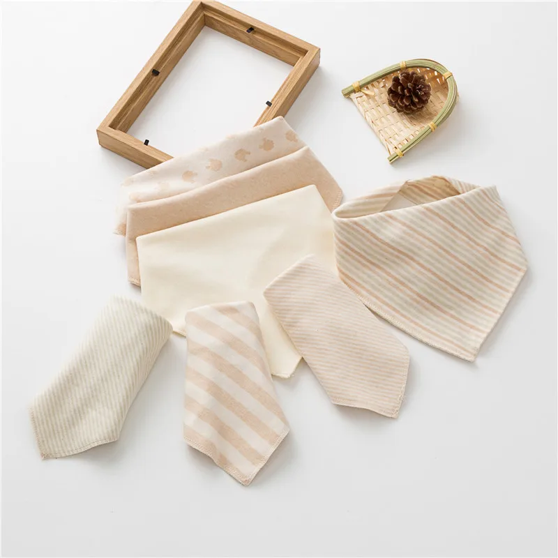 

Baby Organic Colored Cotton Absorbent Bibs Kid's Saliva Towel Infant Newborn Triangular Binder Burp Cloths Handkerchief J082