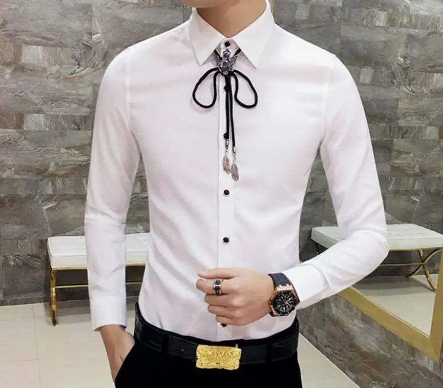 

S--3XL HOT 2019 Summer Men New Fashion Long sleeve shirt hairdresser build big size