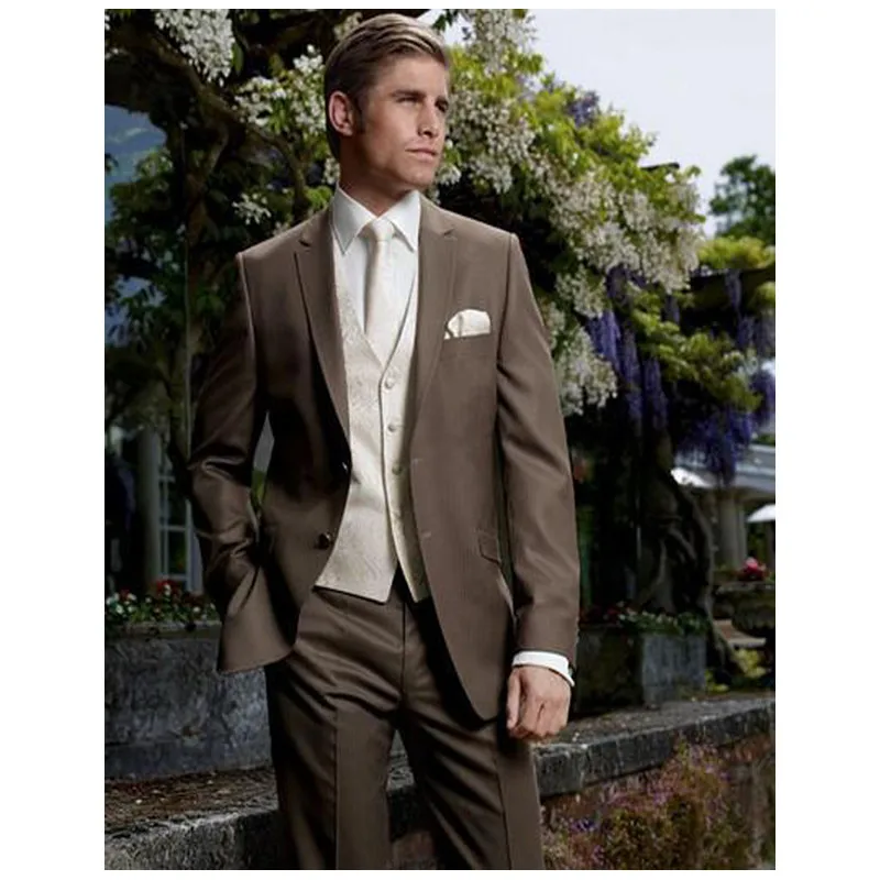 50 2017 Terno Masculino Vestidos Two Bottons Groom Tuxedos Best Man Suit Wedding Groomsman Men Suits Bridegroom (jacket+pants+vest)
