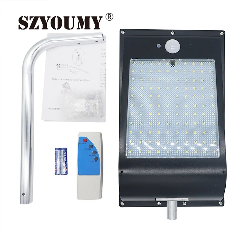

SZYOUMY 11000mAh Outdoor led Solar Lights Wireless 110 LED Motion Sensor Lights Wide Lighting Area 3 Light Mode with Remote 10pc