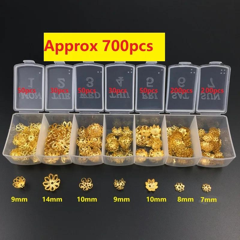 

Approx 700pcs/lot Mixed Beads Caps End Caps Cord Caps Tassel Charms For jewelry Making DIY Accessories