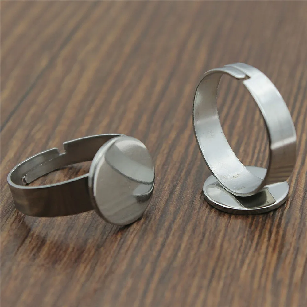 

50%OFF(10 pcs or more) 12mm Flat Base Ring Setting Adjustable Ring Settings For Ring Making Jewelry Finding