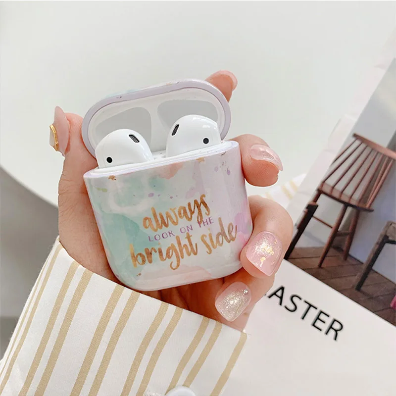 Чехол для Apple Airpods чехол с градиентным мраморным рисунком наушников милый Жесткий