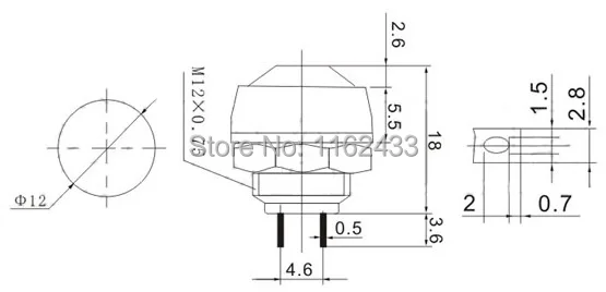 PBS-33 series push button drawing