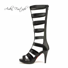 Арден фуртадо летние сапоги до колена высокие сапоги для женские на высоком каблуке Женские сандалии-гладиаторы сандалии для женщин обувь из натуральной кожи