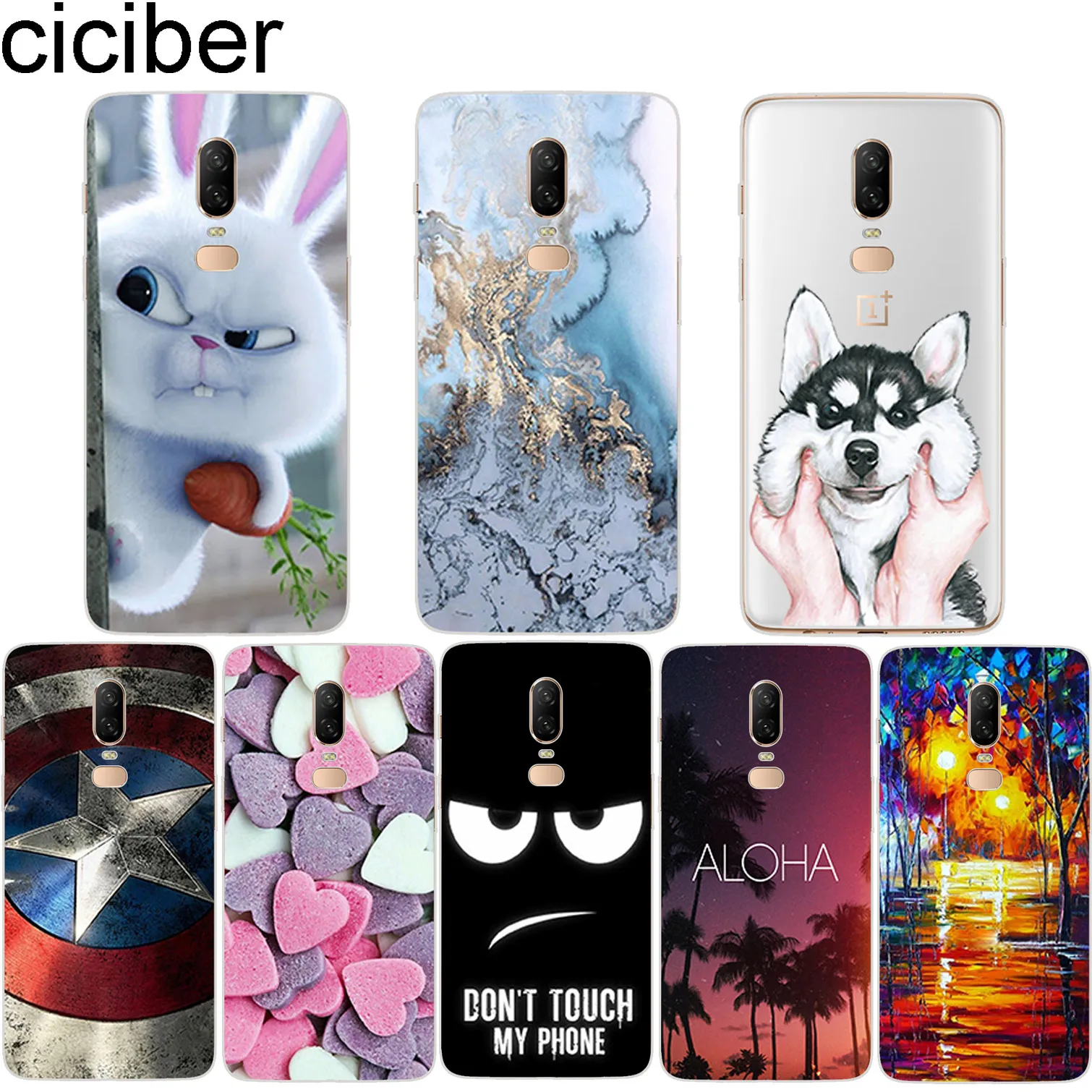 

ciciber Cute Dog for Oneplus 6 6T 5 5T Soft Silicone Cover Clear TPU for Oneplus 1+ 6 1+5 T Phone Cases Fundas Marble Hearth Sky