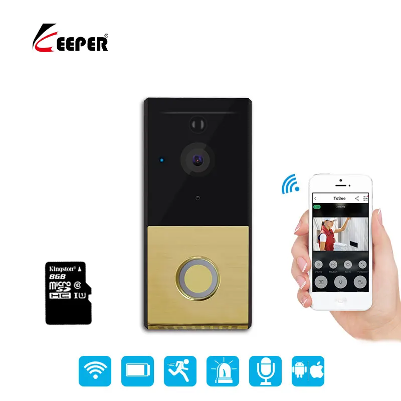 

Keeper WiFi Doorbell Wireless 720P Security Camera Two-Way Audio With 8G TF Card Night Vision Video Intercom Door phone
