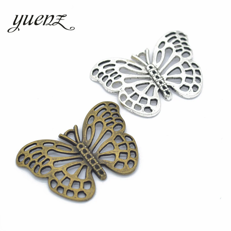 

YuenZ 4pcs Butterfly Charms For Jewelry Making Bronze Tibetan Silver Plated Pendants Antique DIY Handmade Craft 41*29mm D227