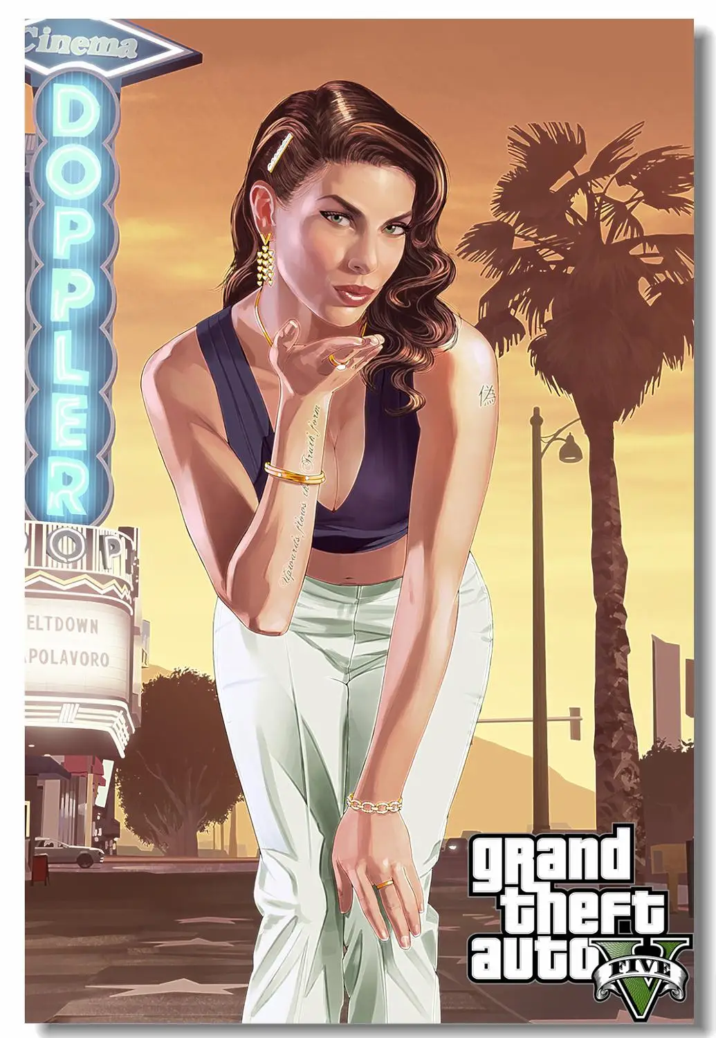 Custom Canvas Art Grand Theft Auto Poster Gta San Andreas Game Wallpaper  Sexy Woman Wall Stickers Mural Bedroom Decoration #788# - Wall Stickers -  AliExpress