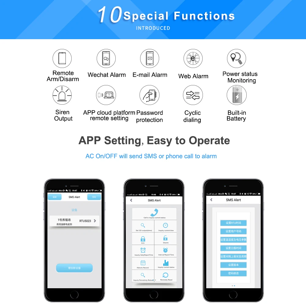 Однофазный мониторинг состояния питания в режиме реального времени с помощью приложения облачный телефонный звонок AC power ON/OFF Alarm RTU5029S