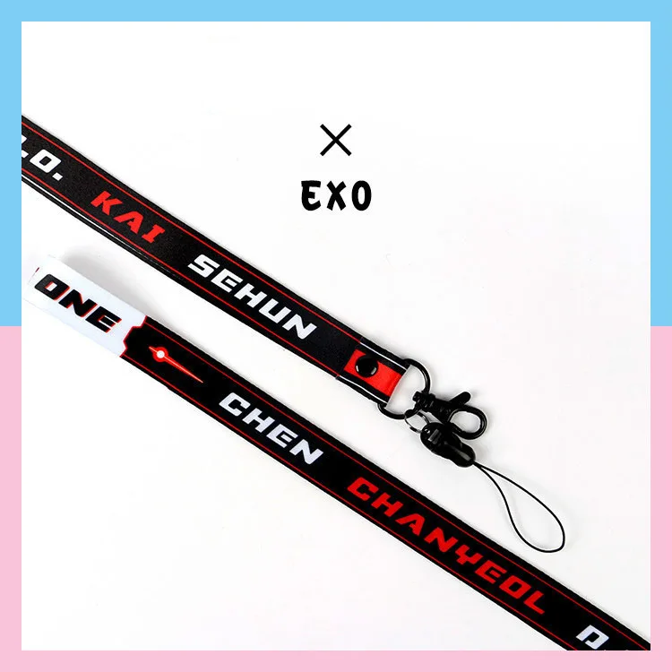 

KPOP EXO Phone Rope Strap Charm Cords Lariat Clip Lanyards Keyring Accessory Bag Hat accessories
