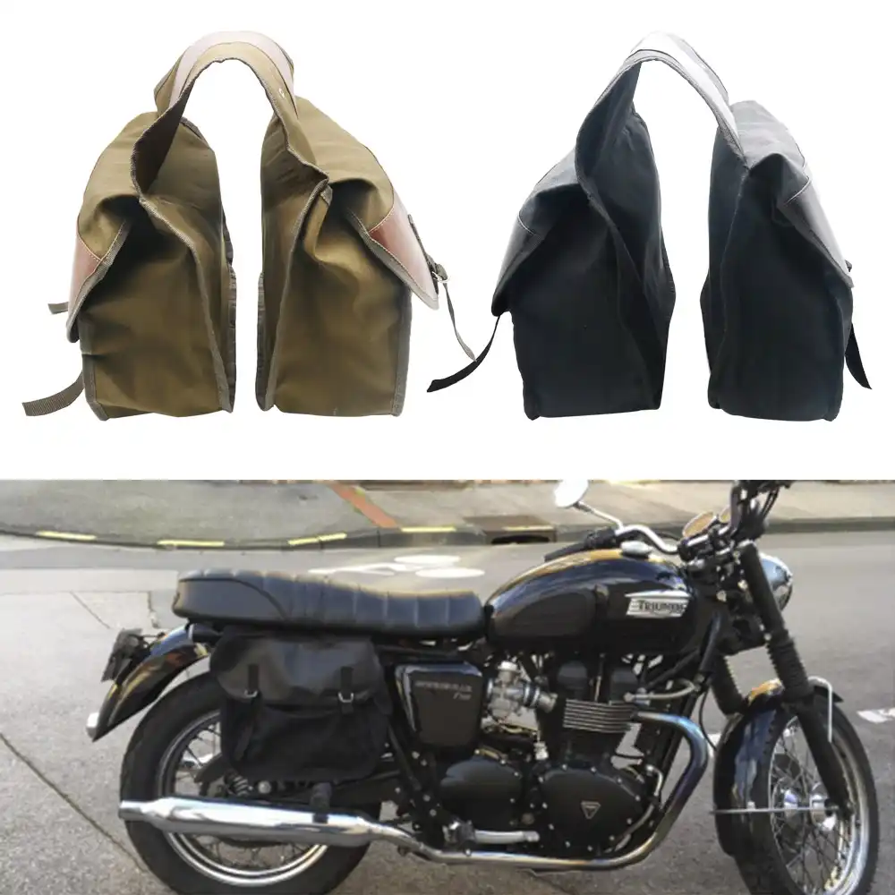 waxed canvas motorcycle saddlebags