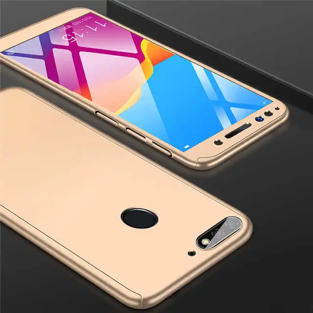 360 градусов полный чехол для huawei P30lite P20Lite Nova5 y7 y6 prime Honor 9X 10i противоударный жесткий чехол Funda Coque со стеклом - Цвет: Золотой