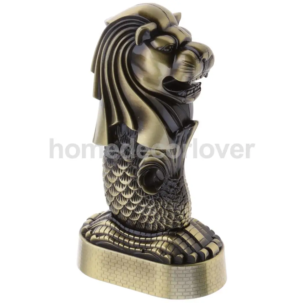 Bronze Merlion Building Model of Singapore Figurine Statue Crafts Desktop Ornament Travel
