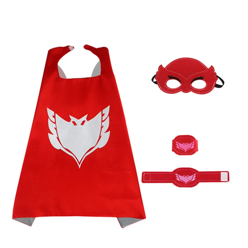 Pj Masks Costume Kids Catboy Owlette Gekko Cape With Masks Wristband Cartoon Superhero Cloak Cape Carnaval Costumes For Kids (7)