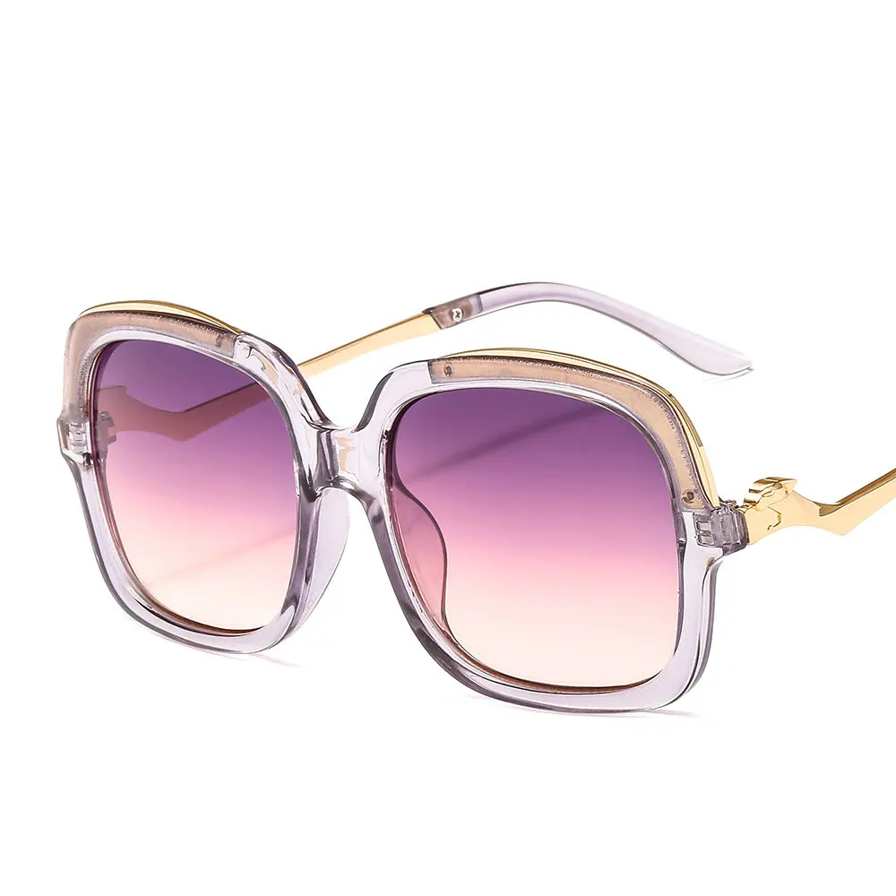 MINCL/ Brand Design black lens Sunglasses Women Ladies Oversized Square Gradient Sun Glasses Female Eyewear FM - Lenses Color: purple