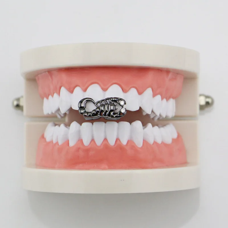 Factory Price Hip Hop Teeth Grills Gold Tooth Grills Dental Scorpion Animal Teeth Caps Mouth Body Jewelry Vampire Gift (17)