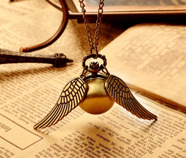 Vintage Bronze Steampunk Harry potter Golden Snitch ball pocket watch necklace c Vintage Bronze Steampunk Harry potter Golden Snitch ball pocket watch necklace c