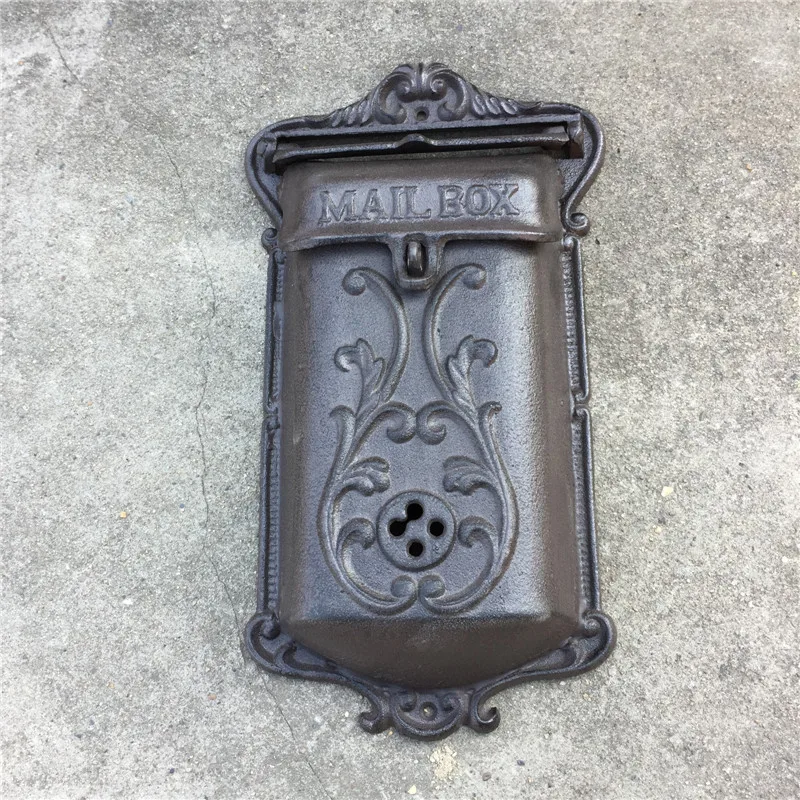 small wall mounted cast iron mailbox, metal mailbox Gardon Decor Free Shipping wrought iron letter box 20.5*37cm