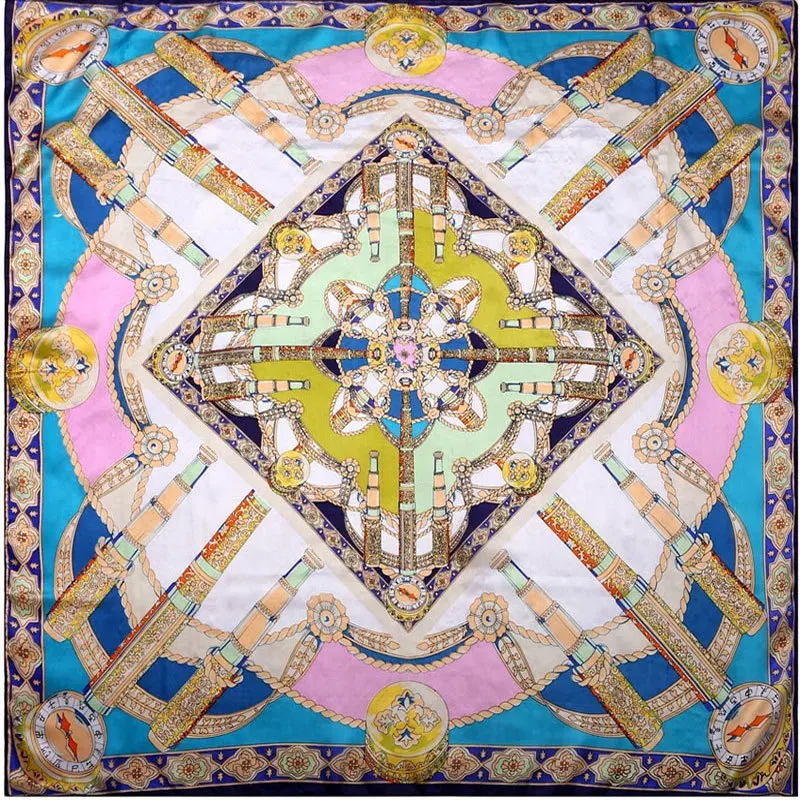 

100% Silk Scarf Women Scarf Voyage Monocular Hijab Scarf Silk Big Bandana 2019 Middle Square Silk Scarf Wrap Hot Gift for Lady
