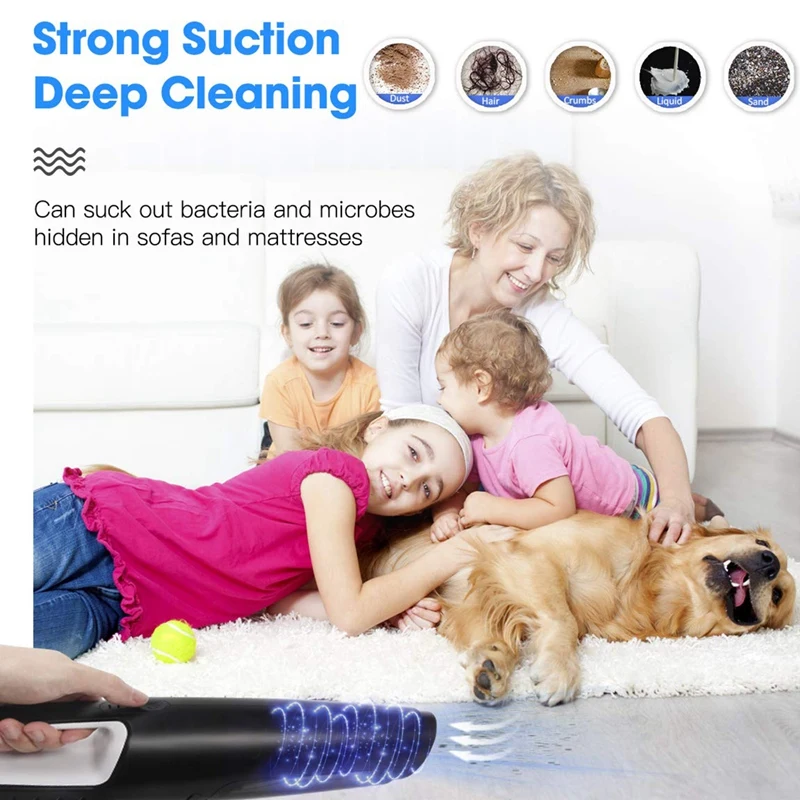 Handheld Vacuum Cleaner Cordless,7Kpa Rechargeable Hand Vac Cordless Car Vacuum Cleaner Lightweight Portable Vacuum Wet Dry Fo