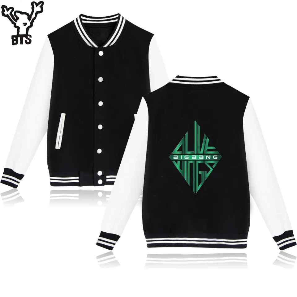 Image Hip Hop Bigbang Baseball Jacket Capless Sweatshirt Women Korean Kpop GD T.O.P Hoodies Women Winter Fashion Black Jacket Clothes