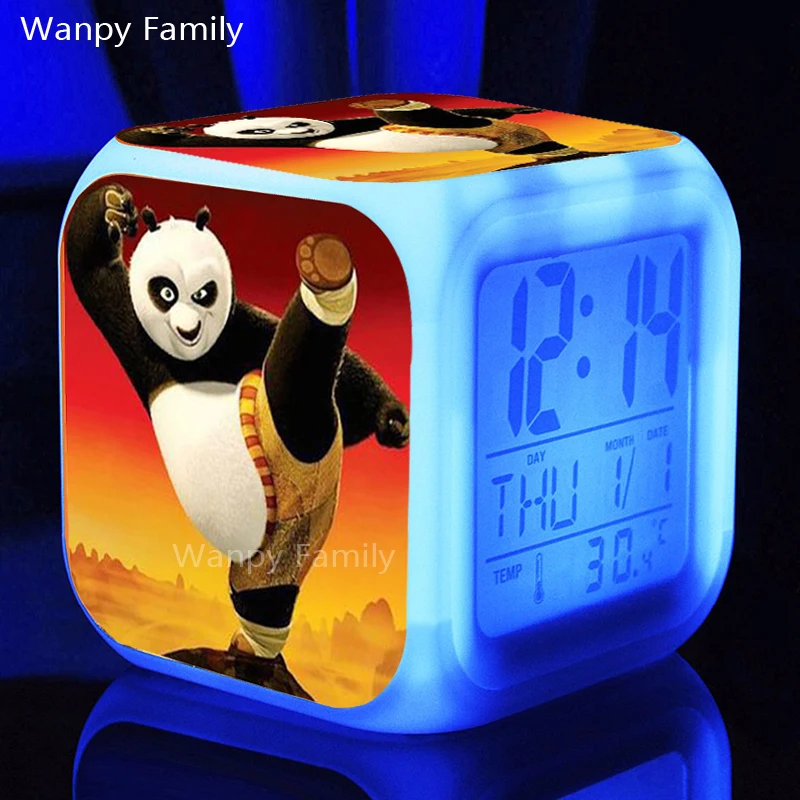 Hot sales Kung Fu Panda Alarm Clocks,Glowing LED Color Change Digital