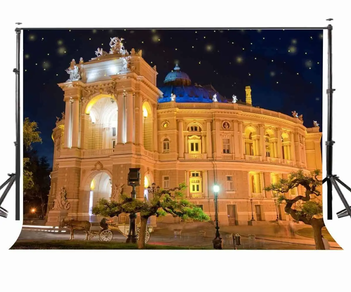 7x5ft Night Scenery Photography Backdrop Romantic European Architecture Background Studio Props | Электроника
